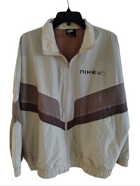 Nike Jacket Men's XL Beige Brown Color block Track Full Zip Windbreaker DQ9308-2